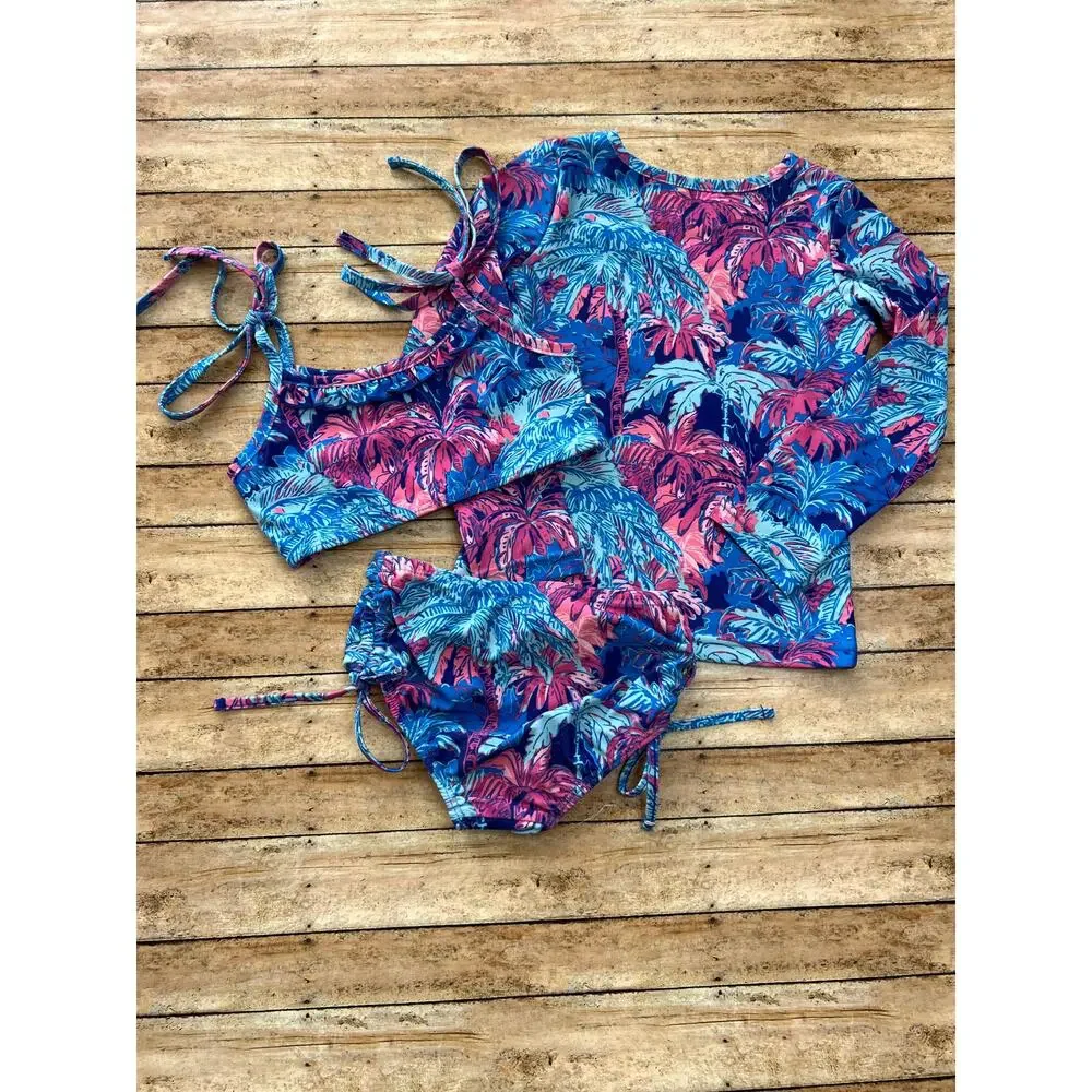 Sweethoney 3 Piece Swim Bundle Girls Tropical Nights Bikini 4T Rashguard 5Y